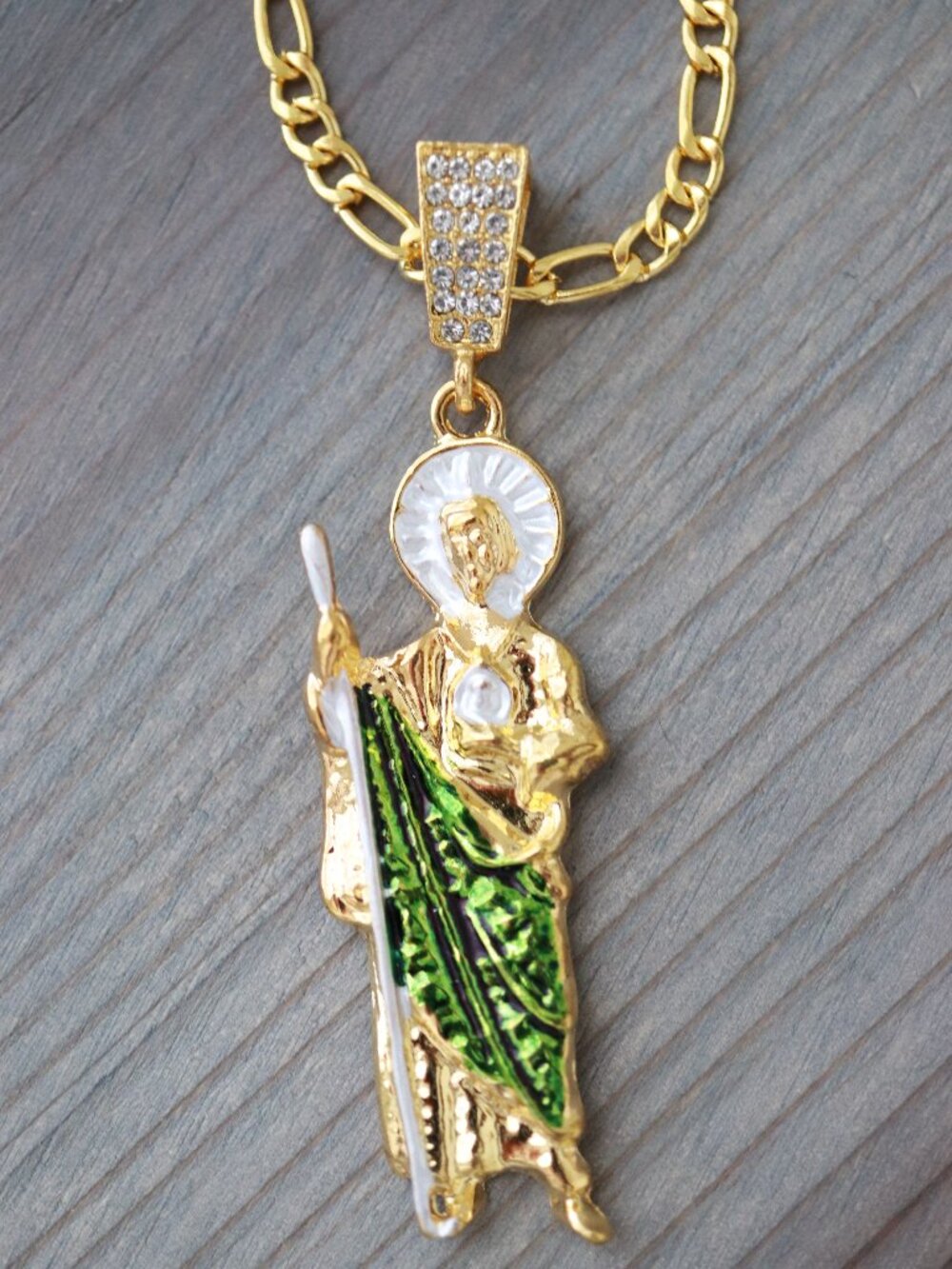 St. Jude Jesus Pendant Necklace 18k Gold Plated